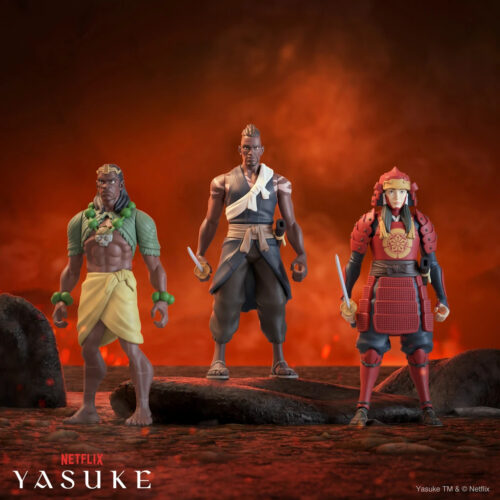 Three characters - Yasuke, Natsumaru, and Achojah - make up the first wave SuperVinyl figures, a new line of 6” vinyl figures in the “hang-tag” style of soft vinyl figures traditionally made in Japan. 